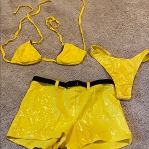 Yellow Thong Bikini with matching Booty Short